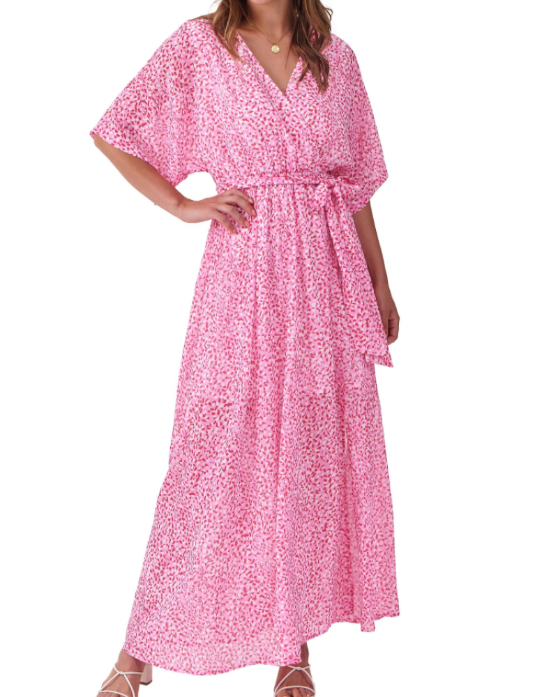 Vestito Maxi Rodelyn Donna – Scollo a V Incrociato, Maniche 3/4 Kimono e Spacco Elegante Bohemien