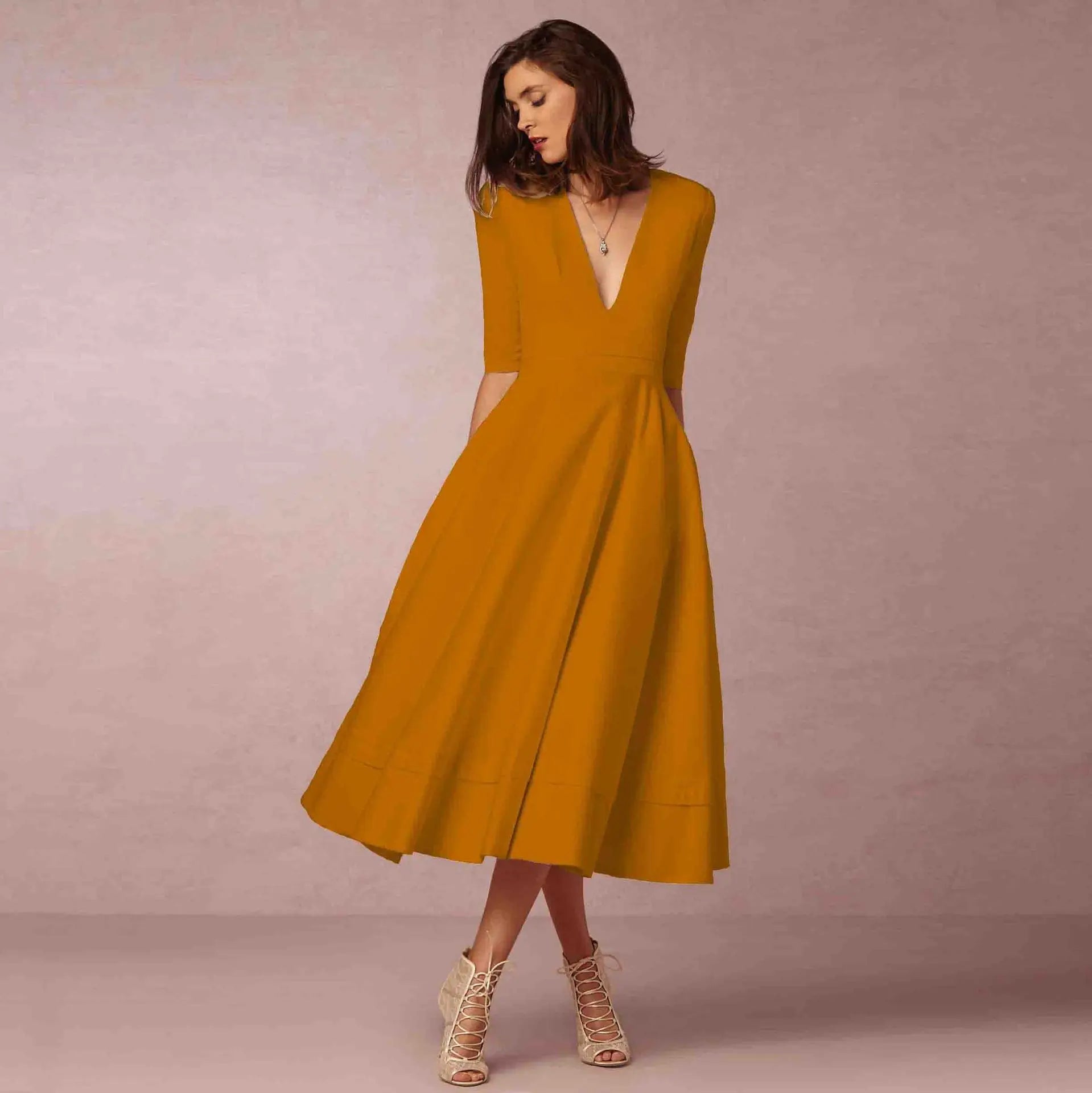 Ivoire Robe Midi Femme – Robe ceñida de algodón con corte elegante