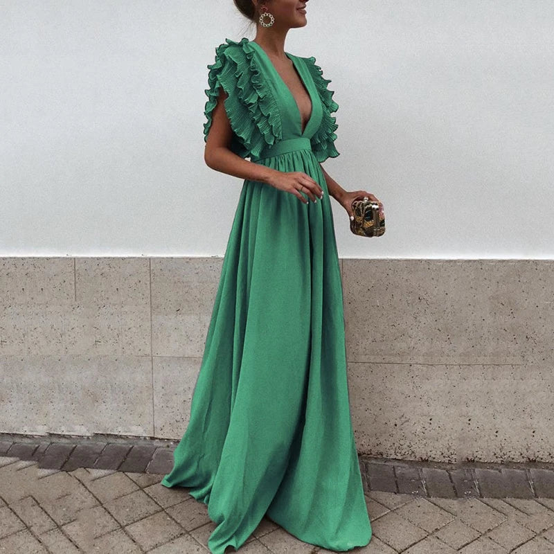 Marthe Robe de Soirée Longue Femme – Élégante Robe Maxi avec Coupe Fluide
