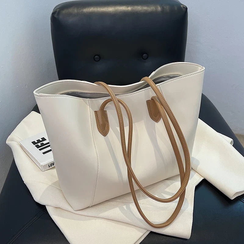 Jivika Saco de Mão Mulher – Grande Bolsa de Mão em Pele Sintética com Compartimento Espaçoso e Bolsos Interiores