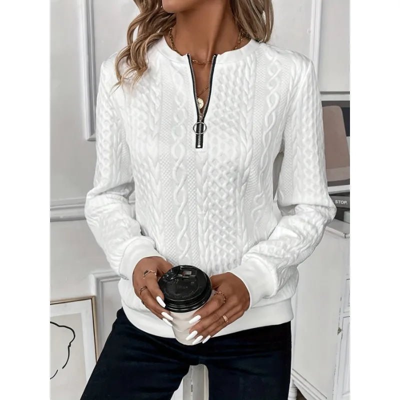 Margaux Sweat Femme Hiver – Komfortabel strikket lynlåstrøje med elegant design