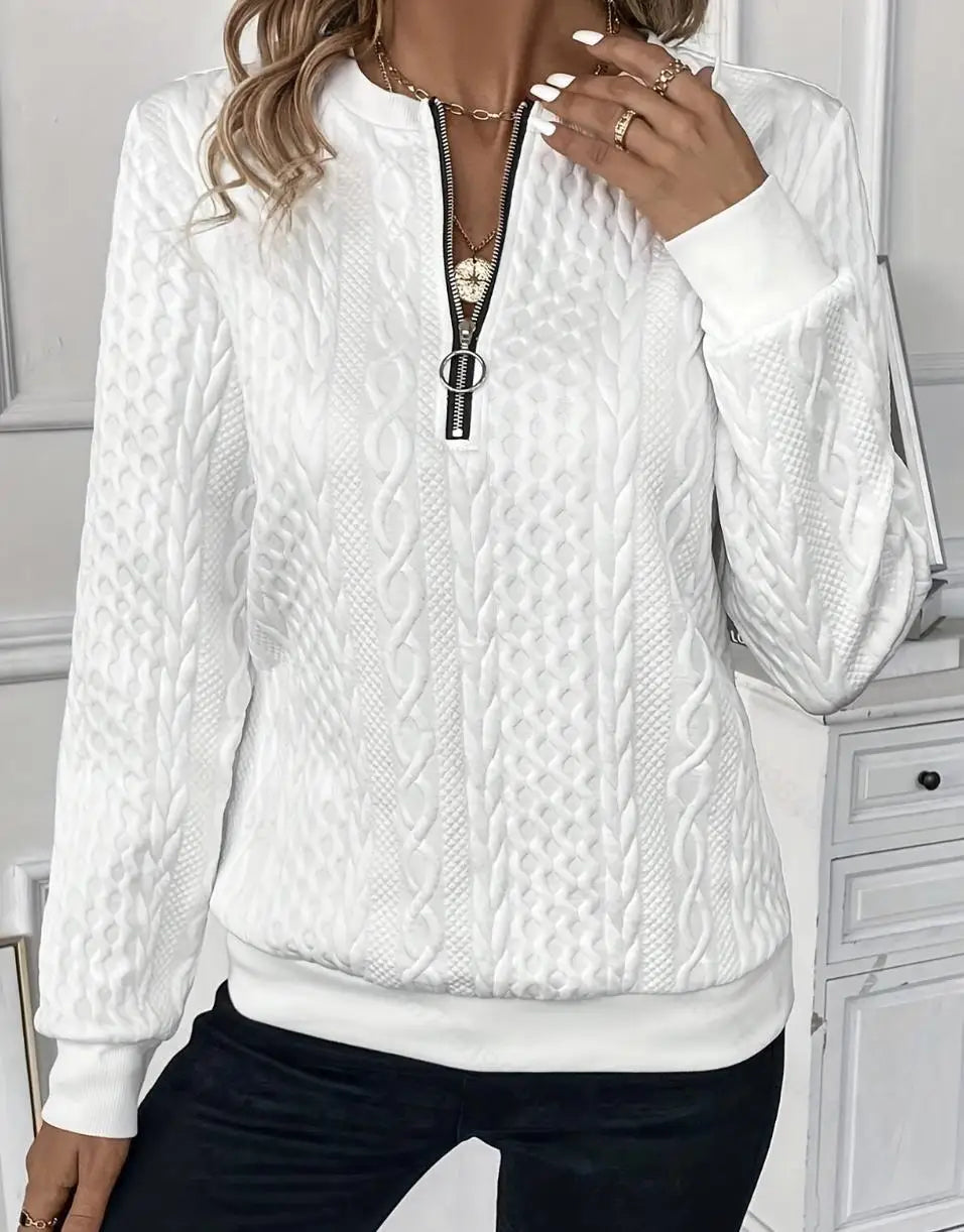 Margaux Sweat Femme Hiver – Komfortabel strikket lynlåstrøje med elegant design