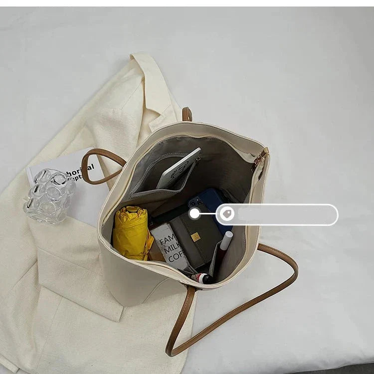 Jivika Saco de Mão Mulher – Grande Bolsa de Mão em Pele Sintética com Compartimento Espaçoso e Bolsos Interiores