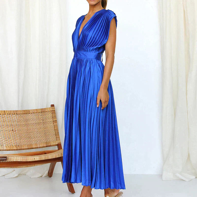 Denise Robe Plissée Femme – Élégance Intemporelle & Texture Sophistiquée, Plusieurs Couleurs