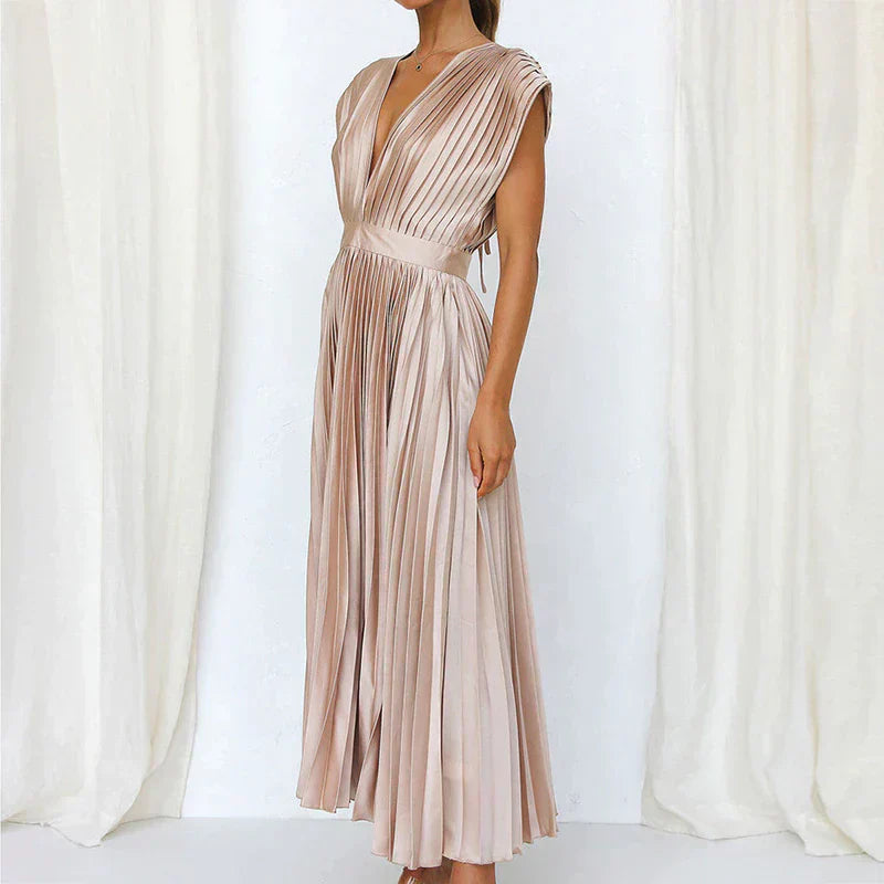 Denise Robe Plissée Femme – Élégance Intemporelle & Texture Sophistiquée, Plusieurs Couleurs