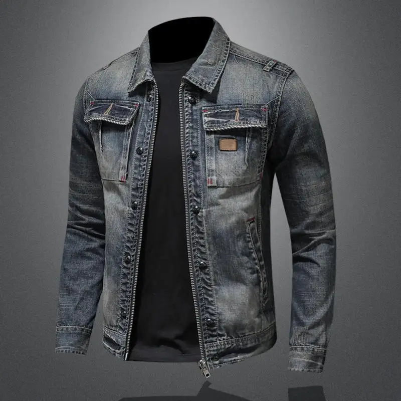 Pánska bunda Zayn z retro denimu – klasický strih s dlhými rukávmi v vintage štýle