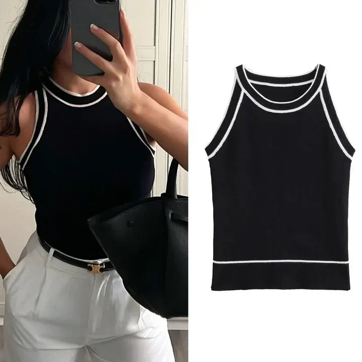 Women's top Sophie – Black and white top with classic cut and elegant look