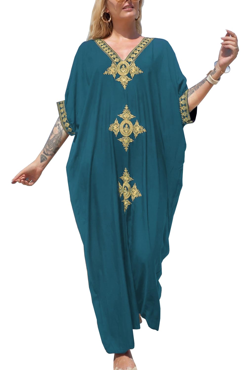Eugenia Kimono Női – Hosszú, Bő Tengerparti Ruha, V-nyakú és Bő Ujjú Nyári Felsőruházat