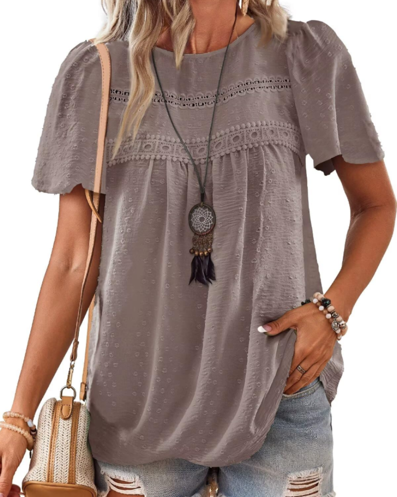 Blusa Naira Donna – Top Bohemien in Mussola con Pizzo e Taglio Fluido
