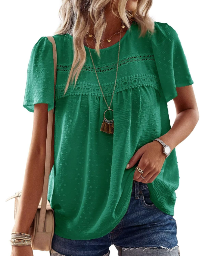 Blusa Naira Donna – Top Bohemien in Mussola con Pizzo e Taglio Fluido