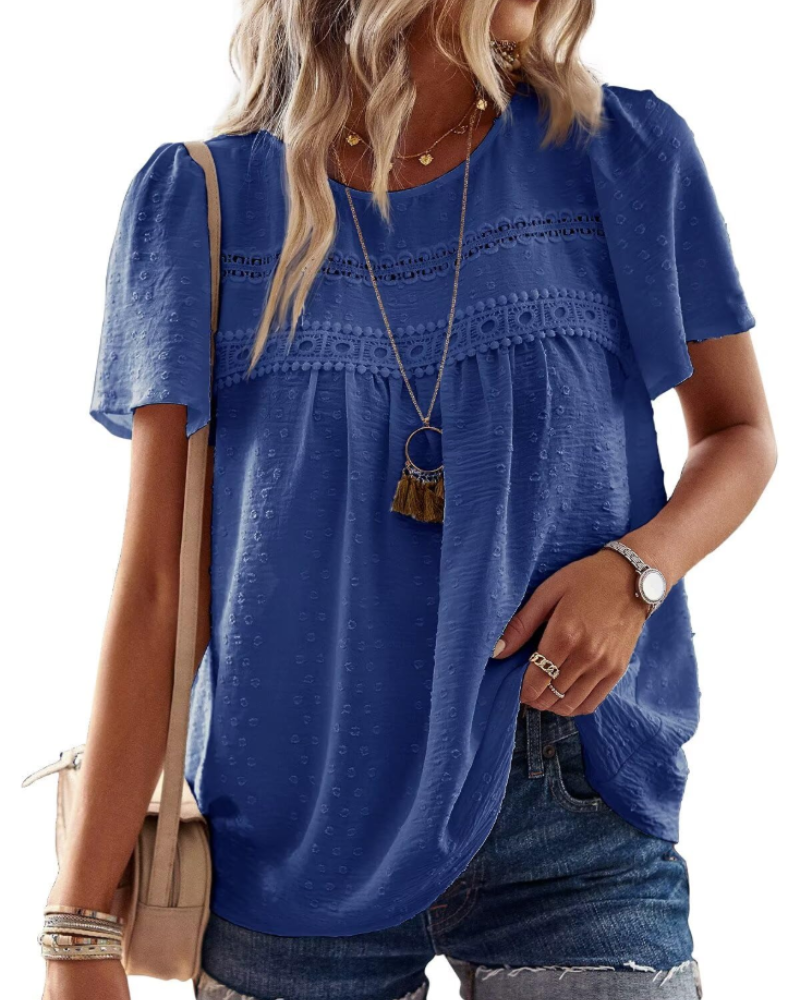 Blusa Naira Donna – Top Bohemien in Mussola con Pizzo e Taglio Fluido