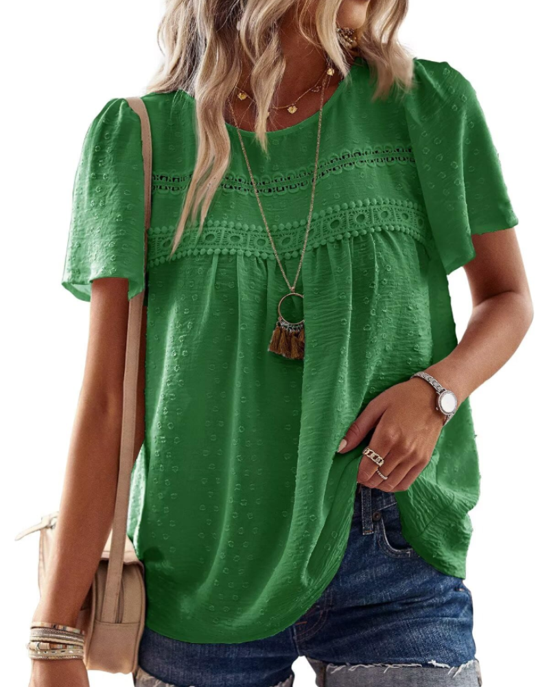Blusa Naira Donna – Top Bohemien in Mussola con Pizzo e Taglio Fluido