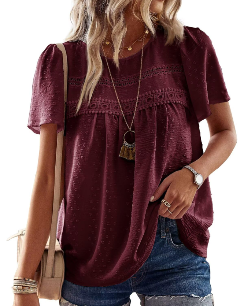 Blusa Naira Donna – Top Bohemien in Mussola con Pizzo e Taglio Fluido