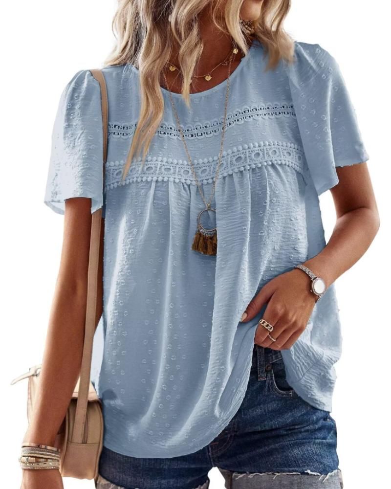 Blusa Naira Donna – Top Bohemien in Mussola con Pizzo e Taglio Fluido