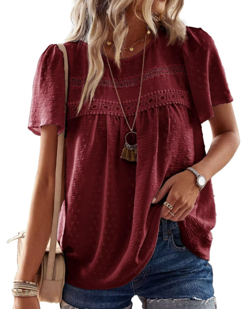 Blusa Naira Donna – Top Bohemien in Mussola con Pizzo e Taglio Fluido
