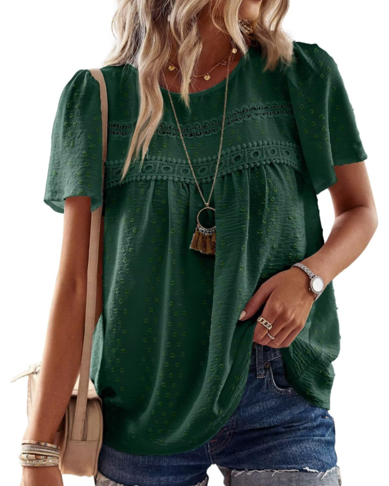 Blusa Naira Donna – Top Bohemien in Mussola con Pizzo e Taglio Fluido