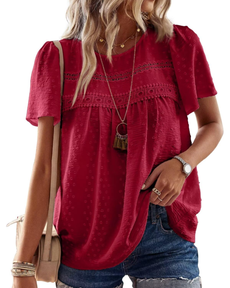 Blusa Naira Donna – Top Bohemien in Mussola con Pizzo e Taglio Fluido