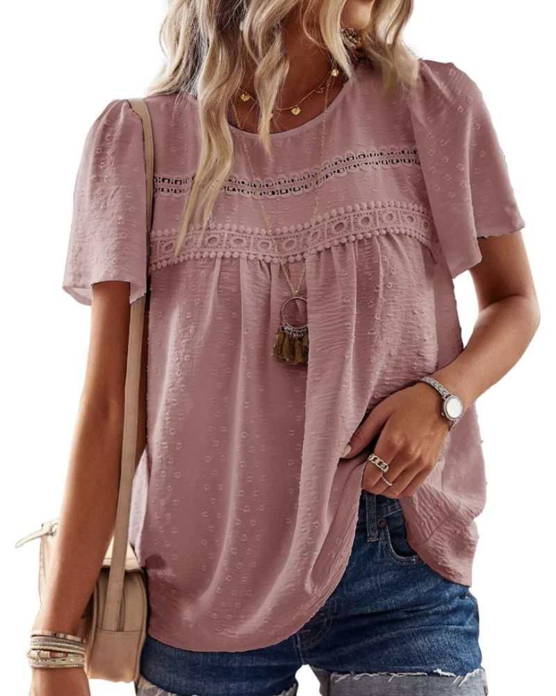 Blusa Naira Donna – Top Bohemien in Mussola con Pizzo e Taglio Fluido