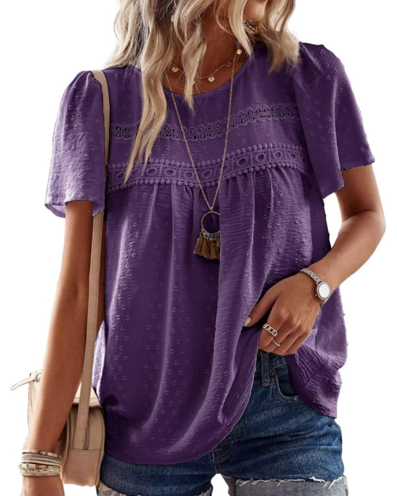 Blusa Naira Donna – Top Bohemien in Mussola con Pizzo e Taglio Fluido
