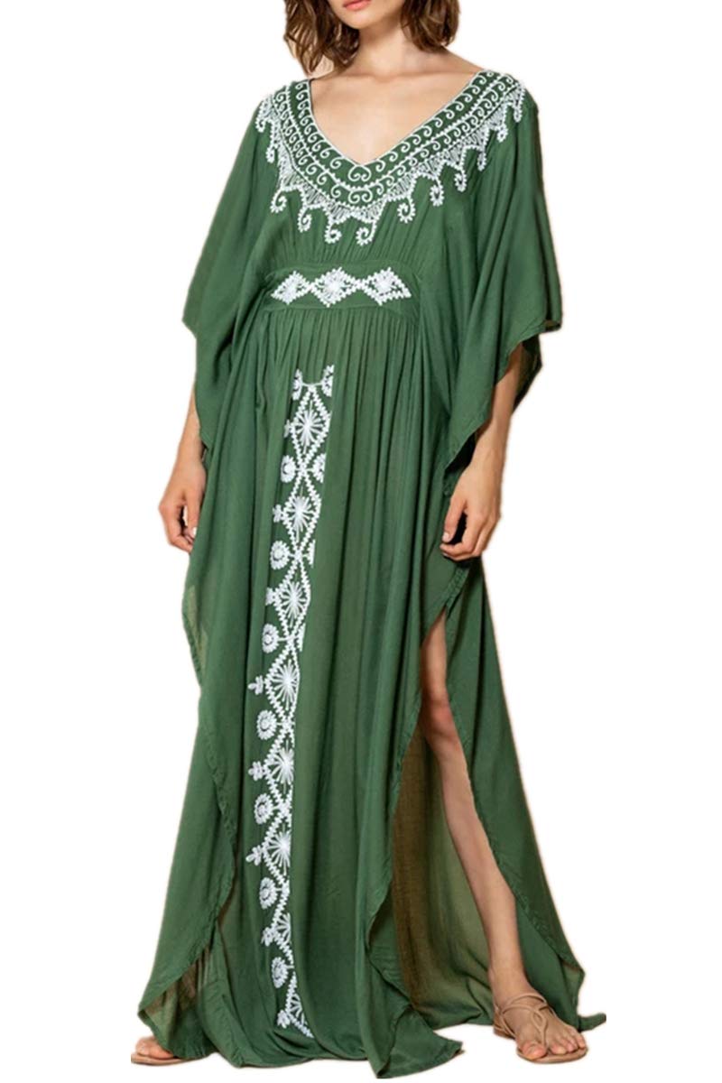 Eugenia Kimono Női – Hosszú, Bő Tengerparti Ruha, V-nyakú és Bő Ujjú Nyári Felsőruházat