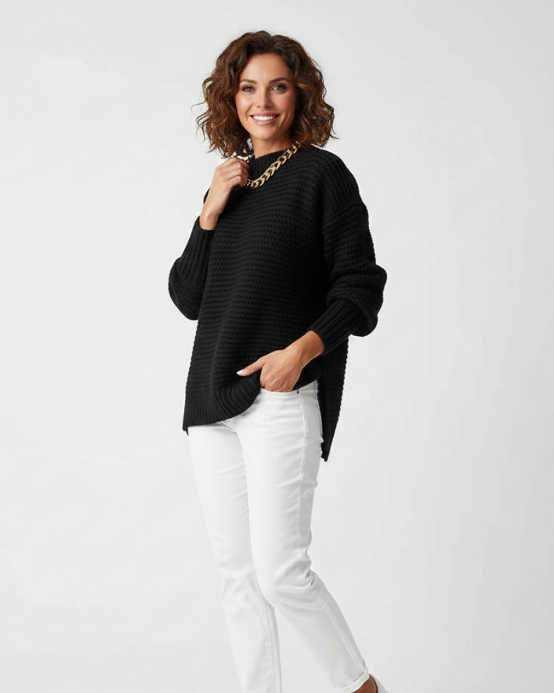 Maglione Donna Collo Alto Oversize – Maglia Morbida, Taglio Ampio e Confortevole Invernale
