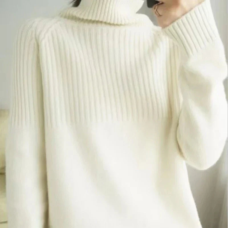 Luan Pull Col Roulé Femme – Tricot Doux avec Détails Côtelés & Coupe Moderne Relax