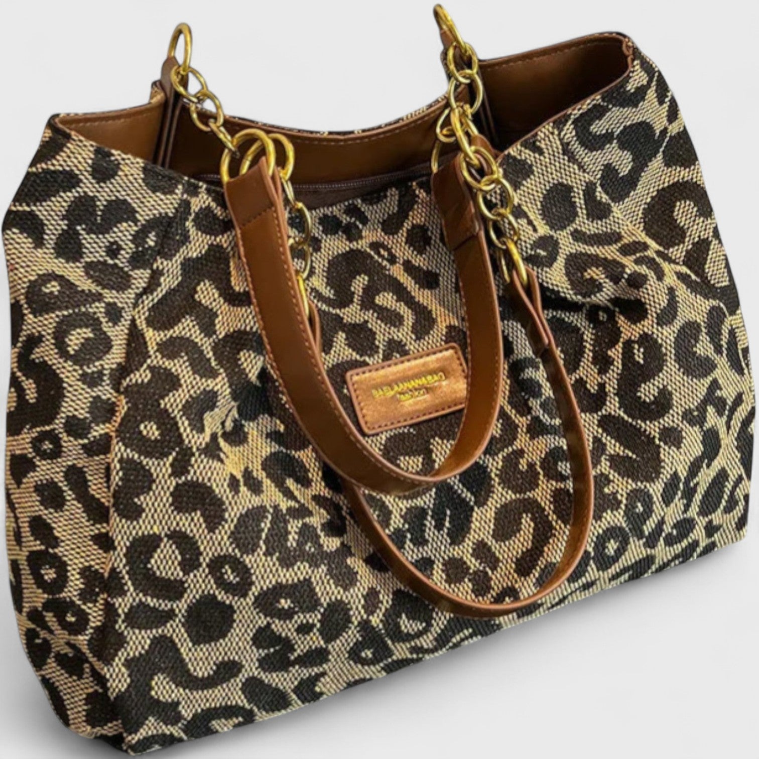 Borsa della spesa in tela da donna Kailany - Grande stampa leopardata con manici e tracolla regolabile