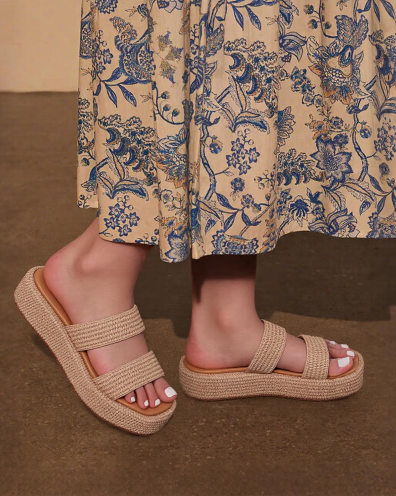 Tessa Sandales Femme – Espadrilles Compensées Plateforme Slip-On Style Bohème Été
