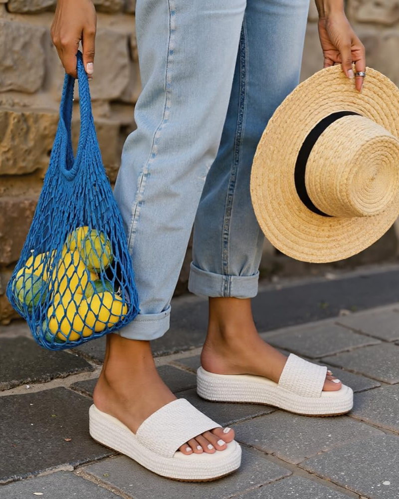 Tessa Sandales Femme – Espadrilles Compensées Plateforme Slip-On Style Bohème Été