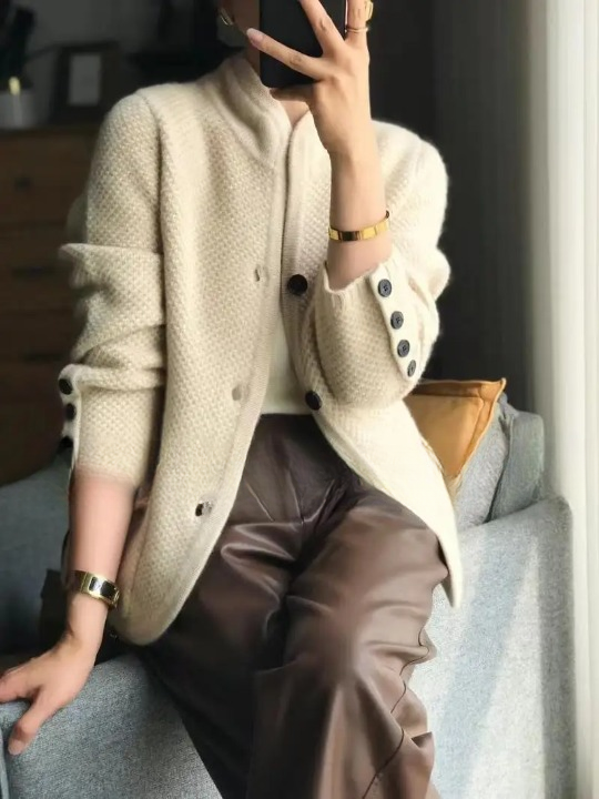 Lucille Cardigan Femme – Gilet i blød kashmir med knapper & elegant klassisk snit