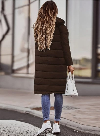 Evie Doudoune Longue Femme – Manteau Hiver Chaud avec Capuche & Coupe Élancée Légère