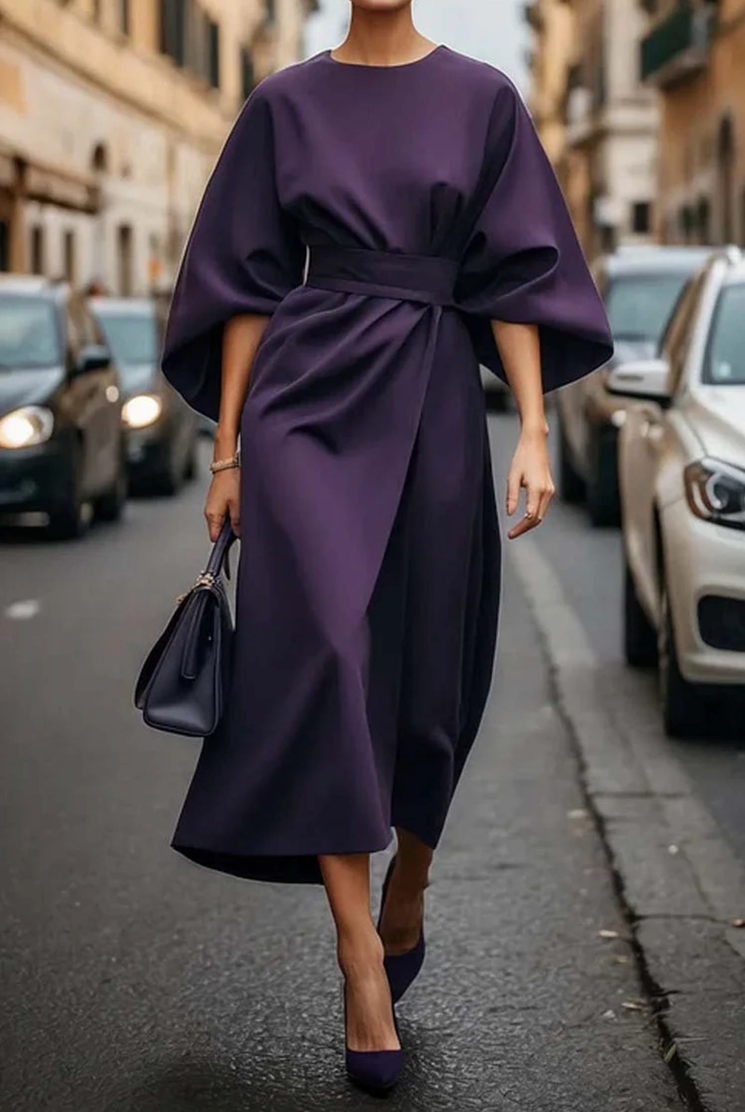 Louise Robe Élégante Femme – Design feminin cu mâneci tip lampion și croială ajustabilă conică