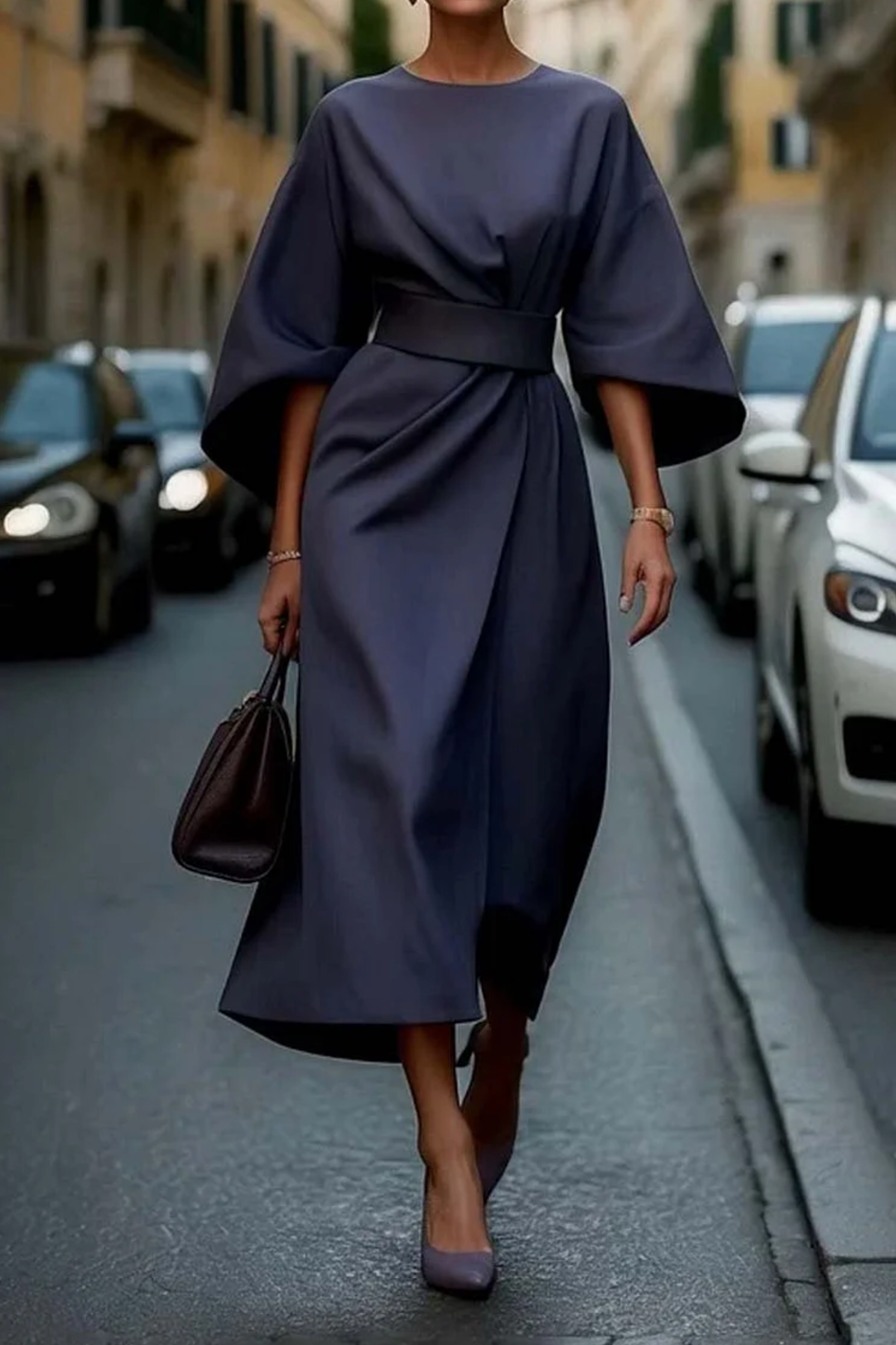 Louise Robe Élégante Femme – Design feminin cu mâneci tip lampion și croială ajustabilă conică