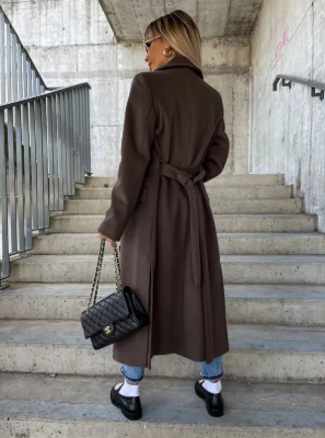 Riana Dames Lange Winterjas – Warm, Gecentreerd met Klassieke Overlappende Stijl