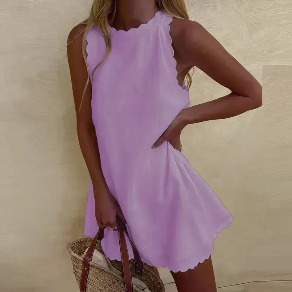 Robe d'Été Courte Femme Odalys – Design Léger Sans Manches pour Tenues Décontractées et de Plage