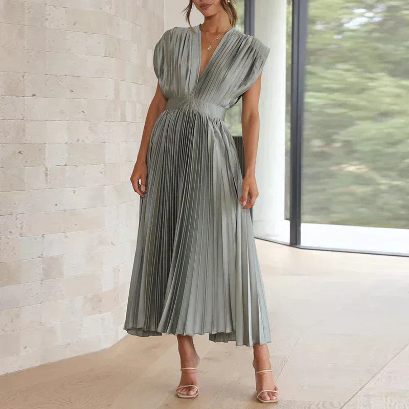 Denise Robe Plissée Femme – Élégance Intemporelle & Texture Sophistiquée, Plusieurs Couleurs