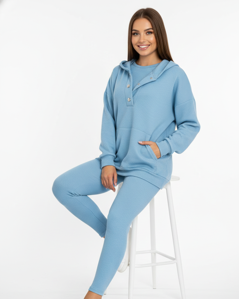 Lysa Ensemble Loungewear Femme – Set Confortable avec Sweat à Poche Kangourou & Pantalon Taille Haute