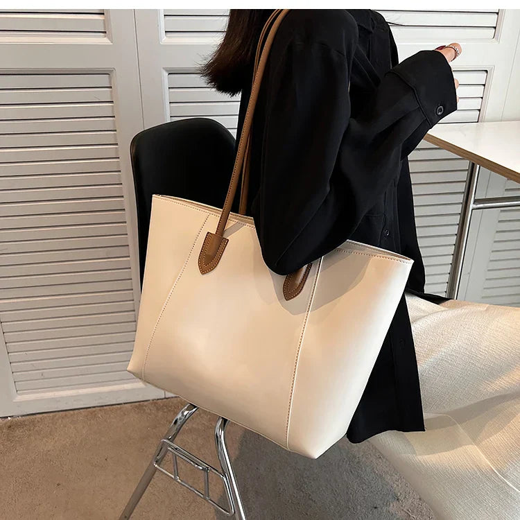 Jivika Saco de Mão Mulher – Grande Bolsa de Mão em Pele Sintética com Compartimento Espaçoso e Bolsos Interiores