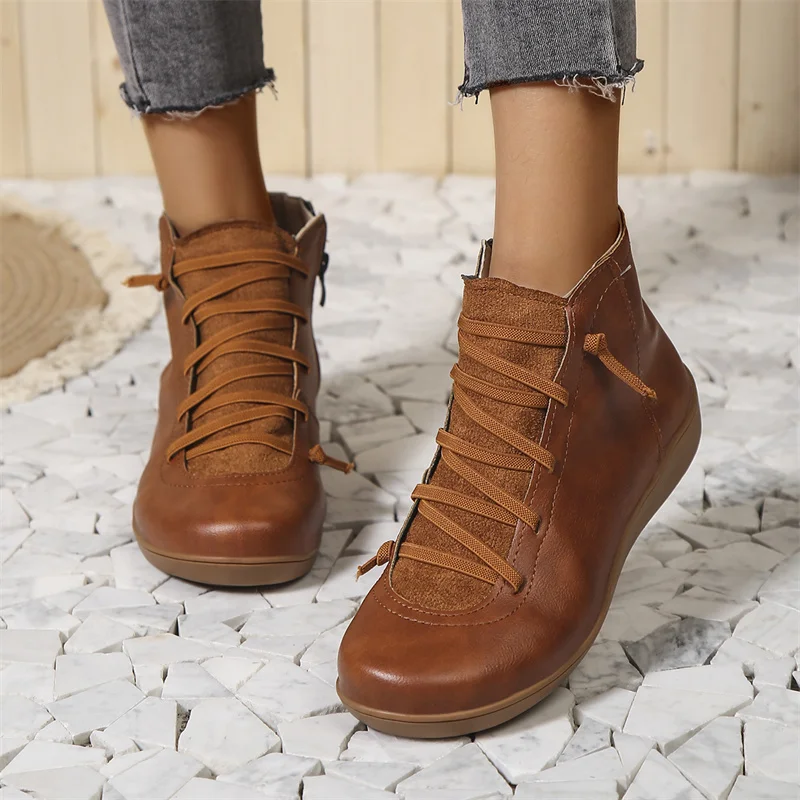 Myline Bottines Femme – Kotníkové boty z nepromokavé kůže se šněrováním a tlumící podrážkou