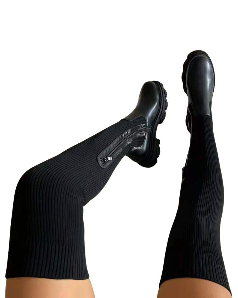 Effer Dame Overknee Stretch Støvler – Trendy Elegante Støvler med Komfortabel Hæl