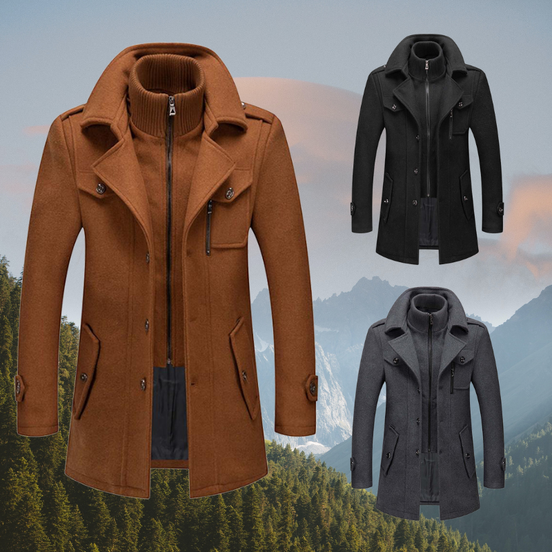 Daniel Manteau Long en Laine pour Homme – Pardessus Élégant Boutonné avec Revers Tailleur
