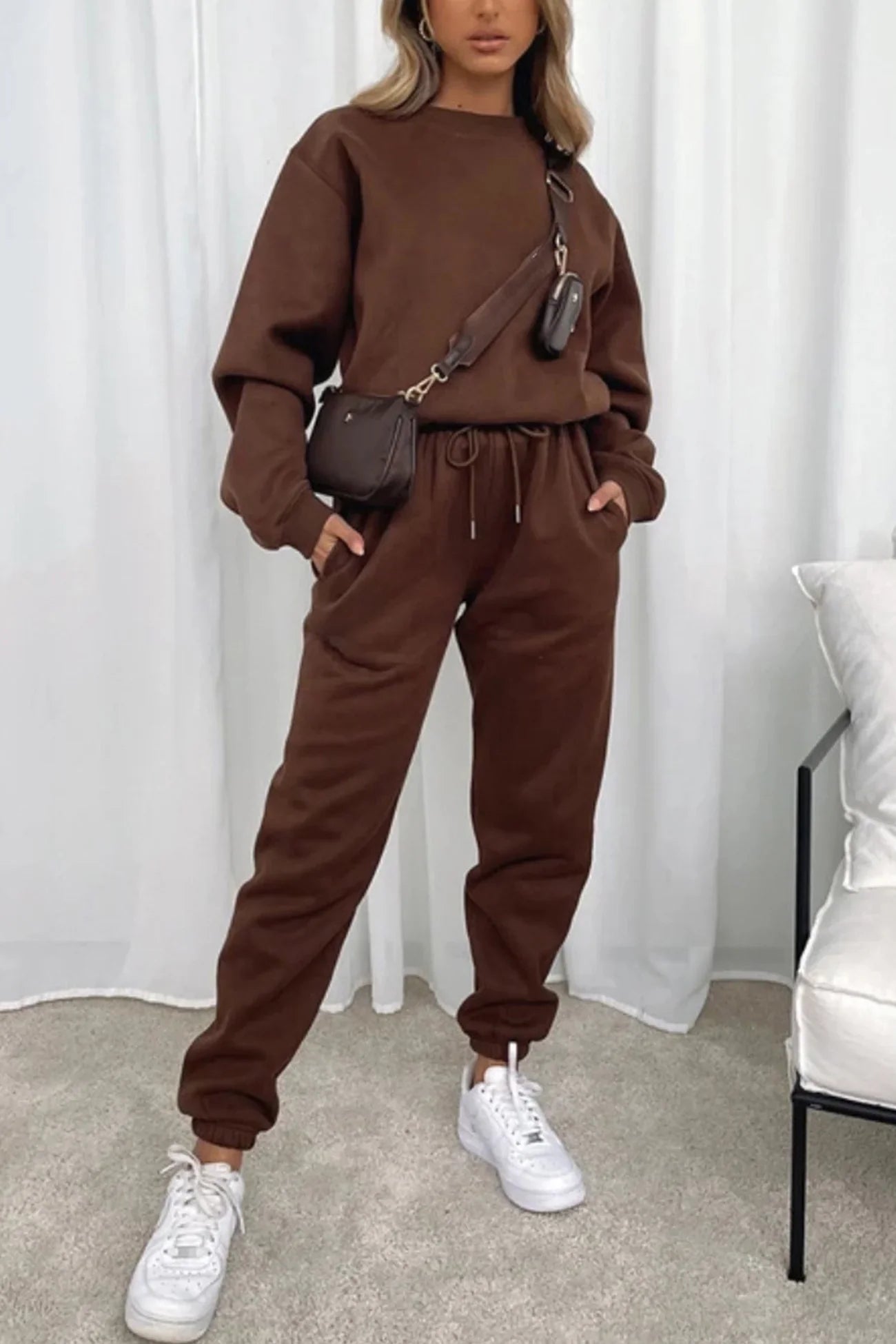 Ruby Ensemble Femme – Casual 2 Piezas con Sudadera Holgada & Pantalón de Chándal con Cordón