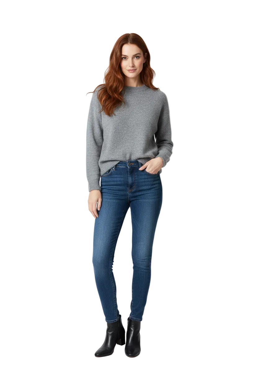 Bodina Pull Femme Tricot Doux Oversize – Col Rond & Manches Ballon Élégantes