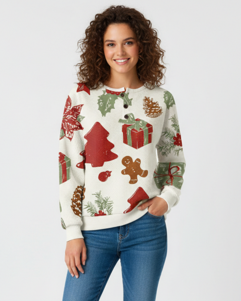 Pulover damă Quinlyn din tricot cu model gofrat gros – Interior moale periat și căldură pentru toamnă/iarnă