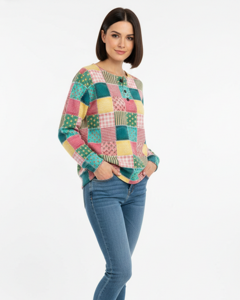 Pulover damă Quinlyn din tricot cu model gofrat gros – Interior moale periat și căldură pentru toamnă/iarnă