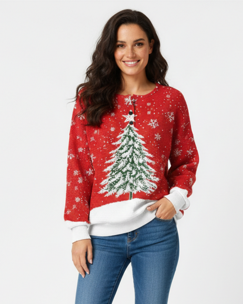 Pulover damă Quinlyn din tricot cu model gofrat gros – Interior moale periat și căldură pentru toamnă/iarnă