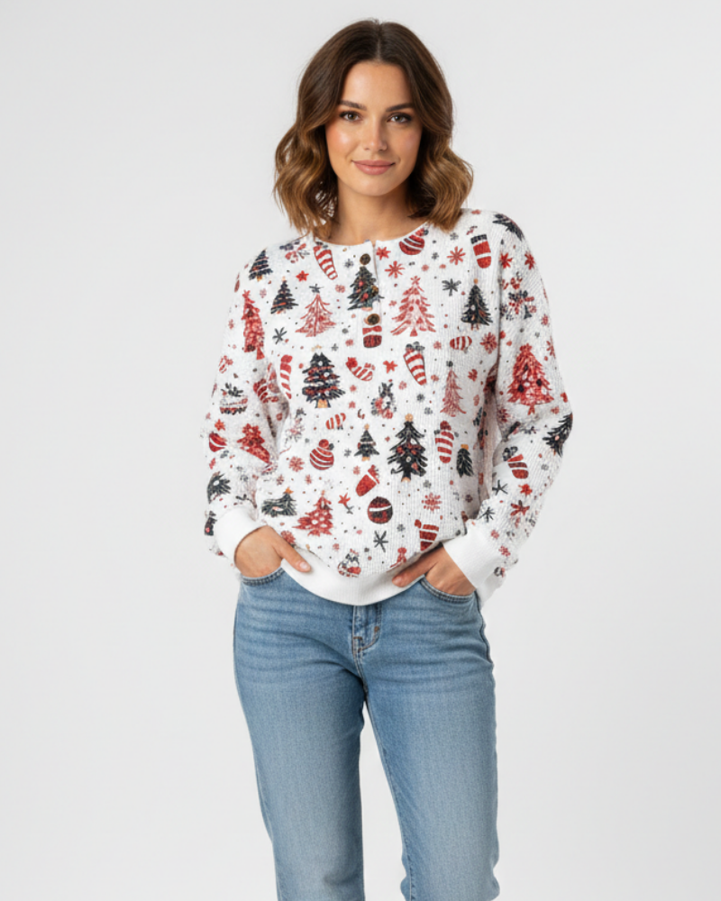 Pulover damă Quinlyn din tricot cu model gofrat gros – Interior moale periat și căldură pentru toamnă/iarnă