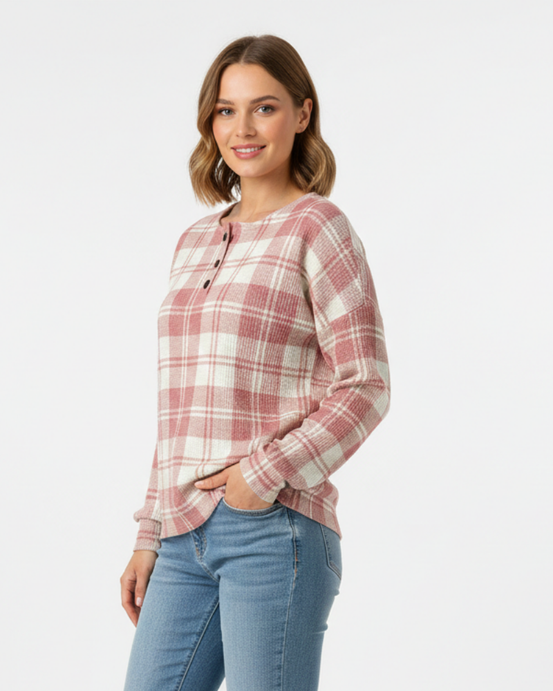 Pulover damă Quinlyn din tricot cu model gofrat gros – Interior moale periat și căldură pentru toamnă/iarnă