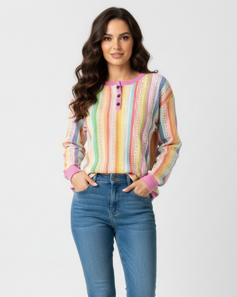 Pulover damă Quinlyn din tricot cu model gofrat gros – Interior moale periat și căldură pentru toamnă/iarnă