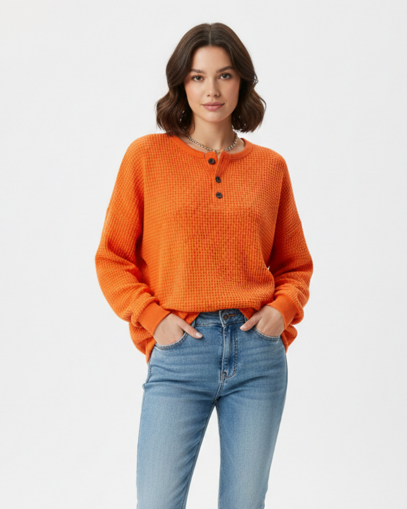 Pulover damă Quinlyn din tricot cu model gofrat gros – Interior moale periat și căldură pentru toamnă/iarnă